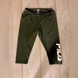 FILA Women’s High-Waist Logo Leggings - Size 14, Black Athletic Wear